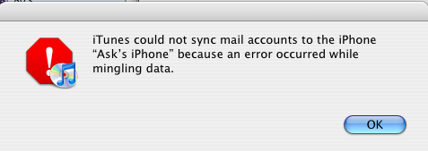iphone sync error